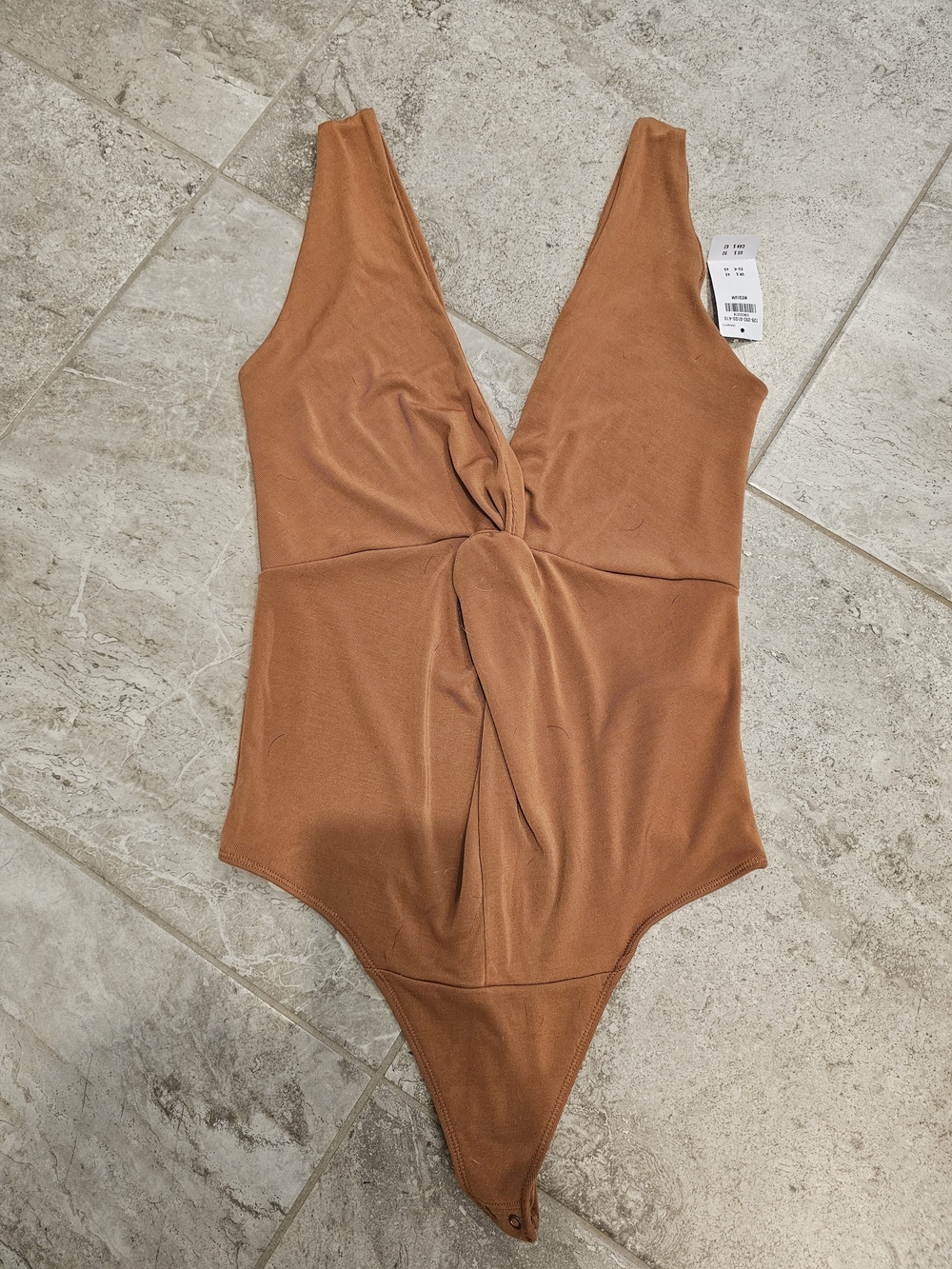 Abercrombie & Fitch Rust Brown Twist-Front One-Piece Bodysuit